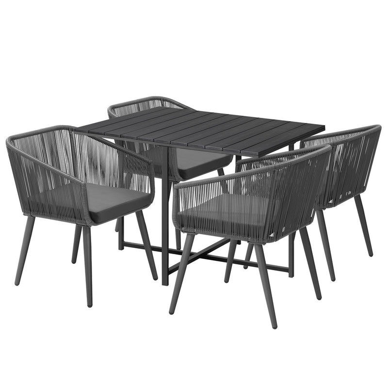 Livsip 5PCS Outdoor Dining Set Black Table Lounge Chairs