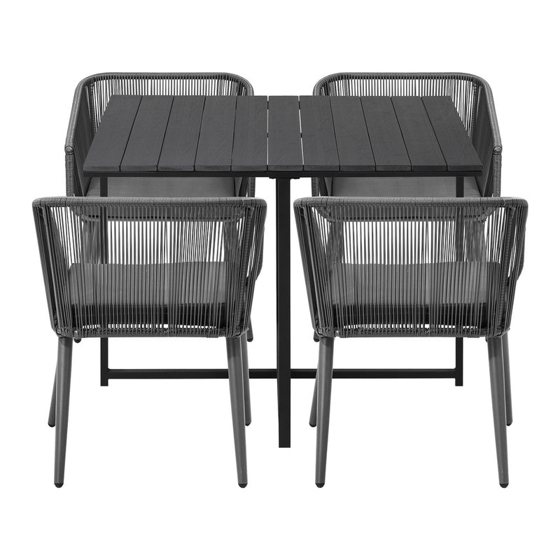 Livsip 5PCS Outdoor Dining Set Black Table Lounge Chairs
