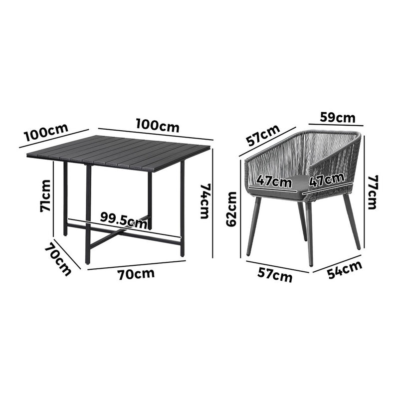 Livsip 5PCS Outdoor Dining Set Black Table Lounge Chairs