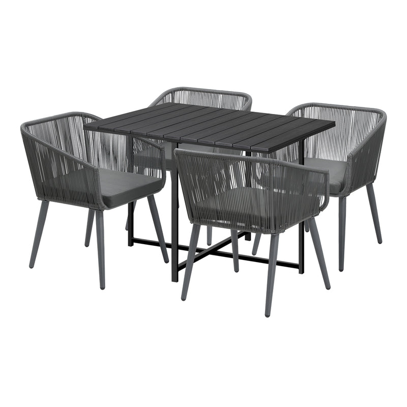 Livsip 5PCS Outdoor Dining Set Black Table Lounge Chairs