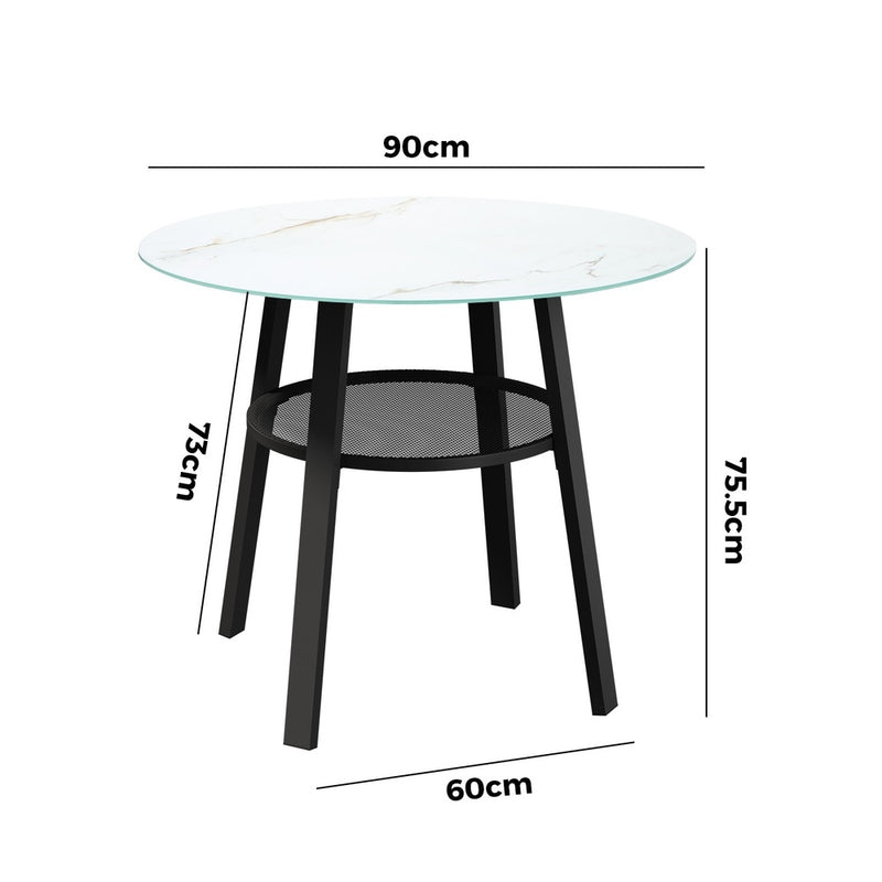 Livsip Outdoor Dining Table w/ Storage Shelf Black 90cm