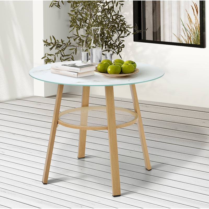 Livsip Outdoor Dining Table w/ Storage Shelf Brown 90cm