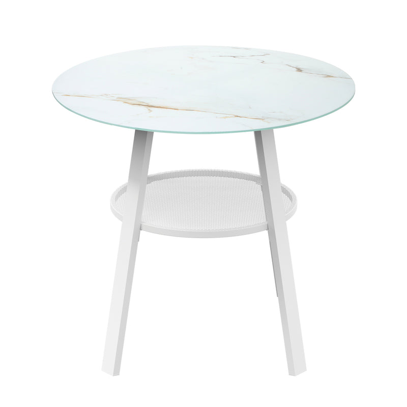 Livsip Outdoor Dining Table w/ Storage Shelf White 90cm