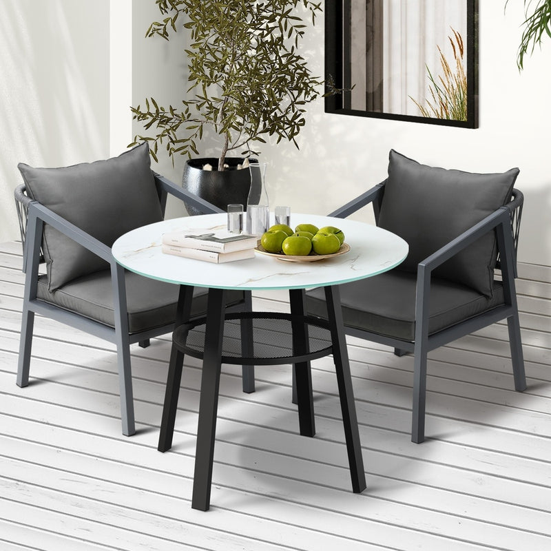 Livsip 3PCS Outdoor Dining Set Table Lounge Chair
