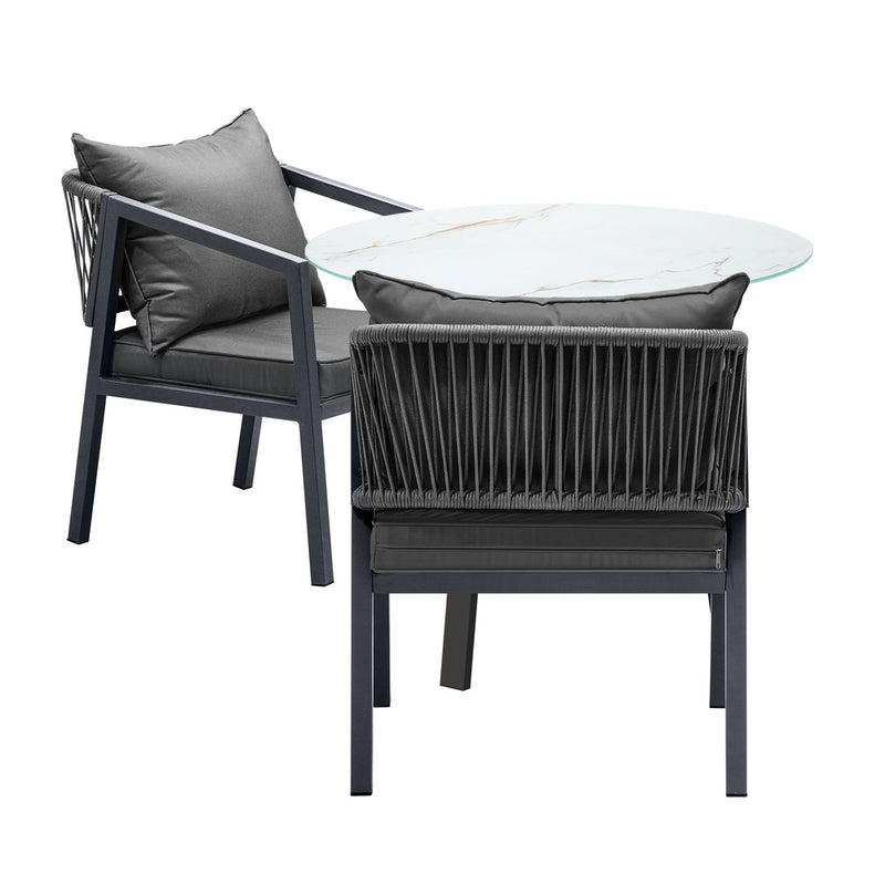 Livsip 3PCS Outdoor Dining Set Table Lounge Chair