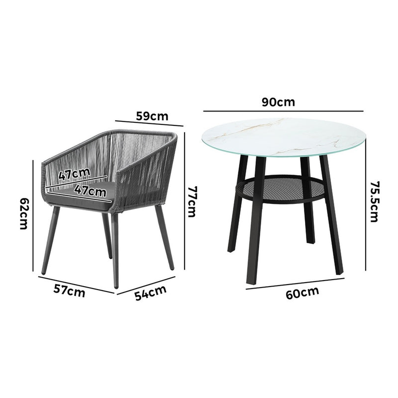 Livsip 3PCS Outdoor Dining Set Marble-style Table