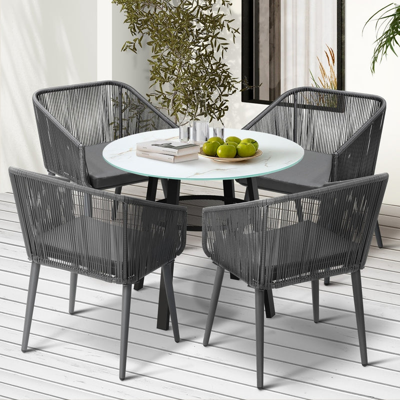 Livsip 5PCS Outdoor Dining Set Marble-style Table