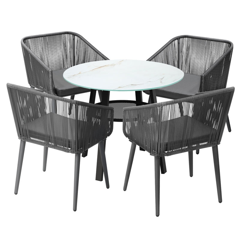 Livsip 5PCS Outdoor Dining Set Marble-style Table