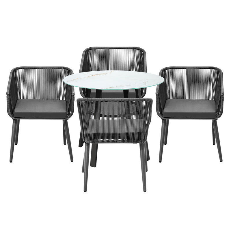 Livsip 5PCS Outdoor Dining Set Marble-style Table