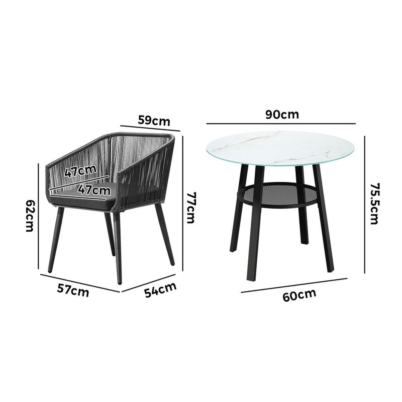 Livsip 5PCS Outdoor Dining Set Marble-style Table