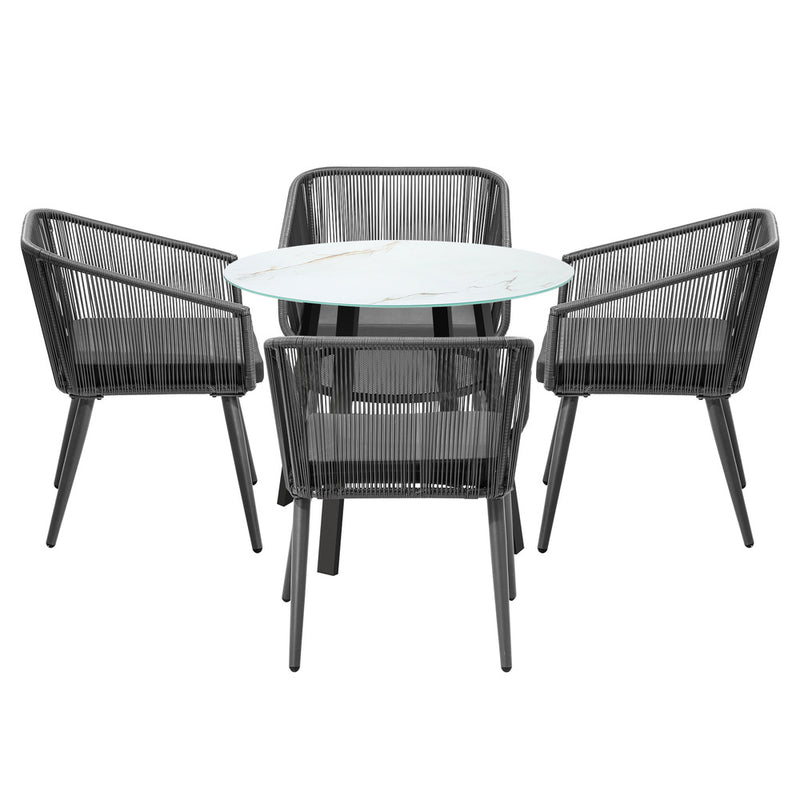 Livsip 5PCS Outdoor Dining Set Marble-style Table