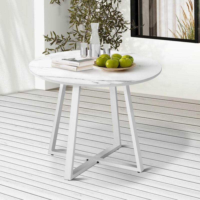 Livsip 90cm Outdoor Dining Sintered Stone Table White