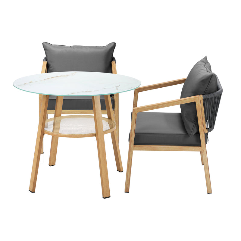 Livsip 3PCS Outdoor Dining Set 90cm Table Lounge Chairs