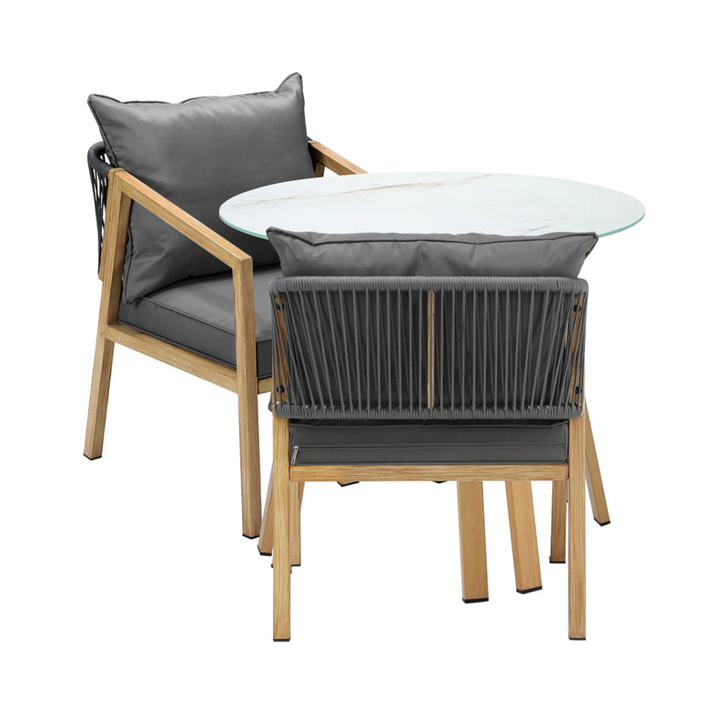 Livsip 3PCS Outdoor Dining Set 90cm Table Lounge Chairs