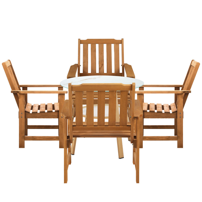 Livsip 5PC Outdoor Dining Set Solid Wood Chair and Table