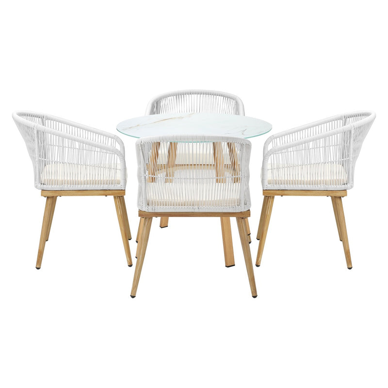 Livsip 5 Piece Outdoor Dining Set Table Lounge Chairs