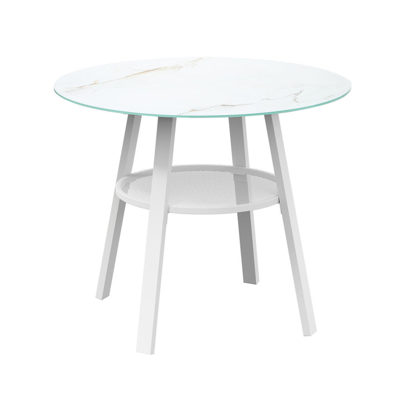 Livsip Outdoor Dining Set 3PCS Marble Table Rattan Chair