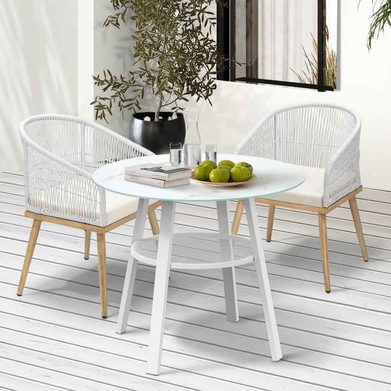 Livsip 3PCS Outdoor Dining Setting Table w/Storage Shelf