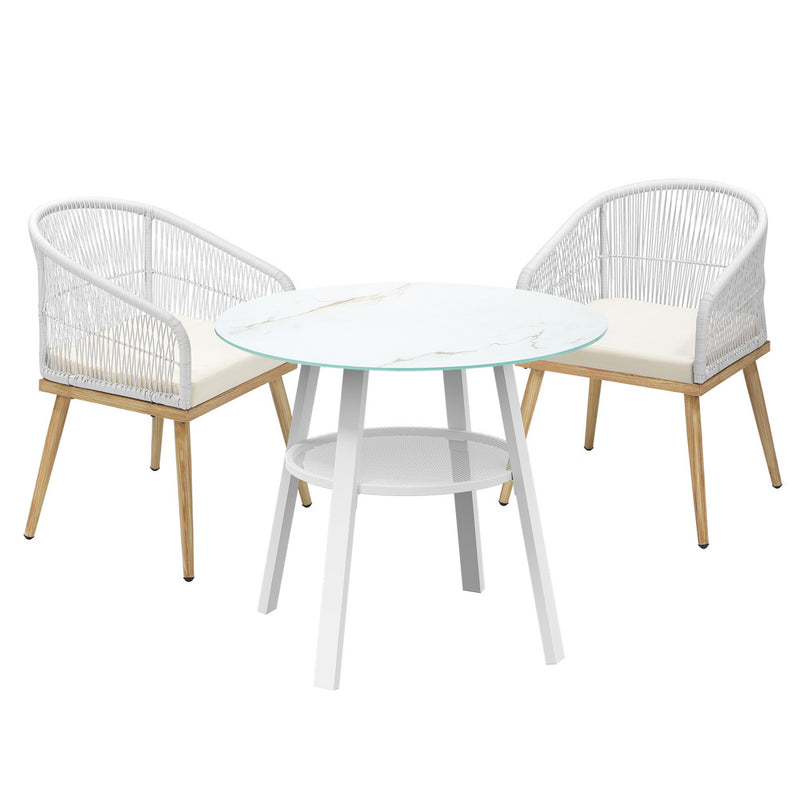 Livsip 3PCS Outdoor Dining Setting Table w/Storage Shelf