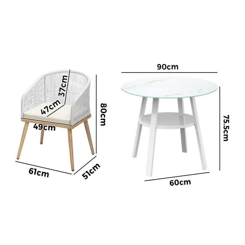 Livsip 3PCS Outdoor Dining Setting Table w/Storage Shelf