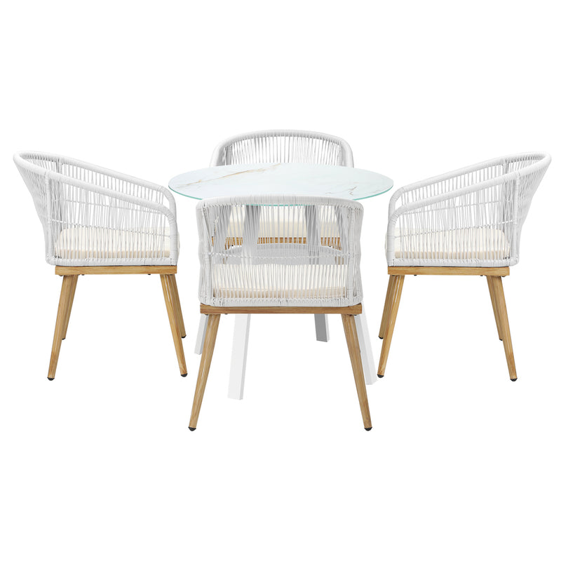 Livsip 5PCS Outdoor Dining Setting Table w/ Storage Shelf
