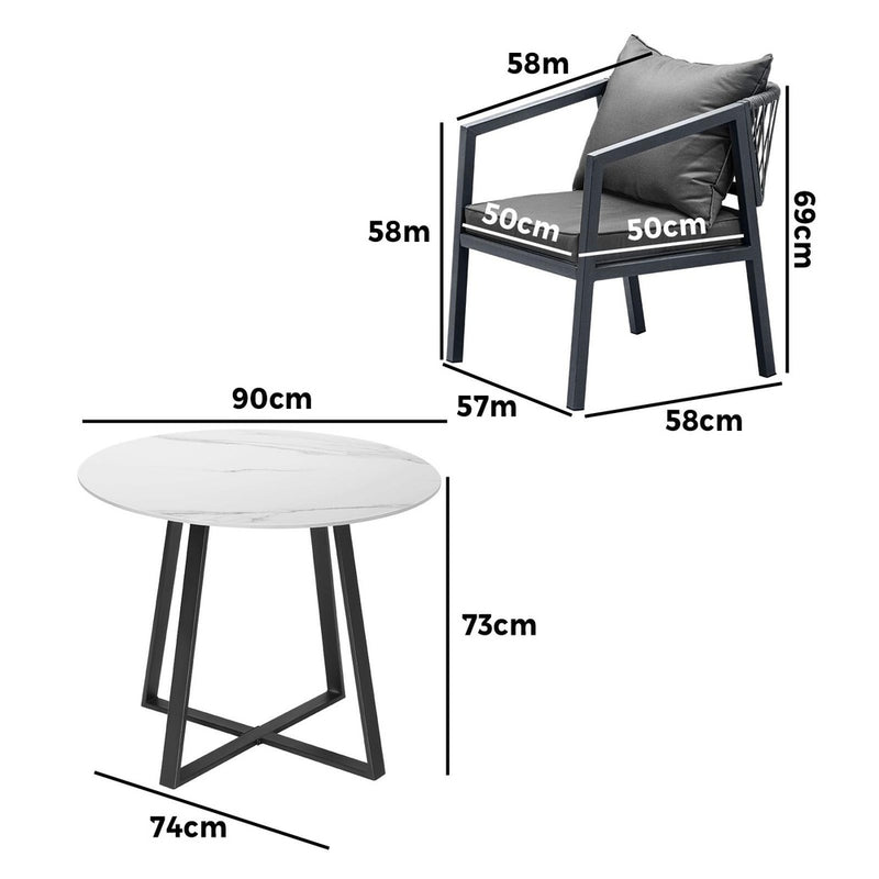 Livsip 3PCS Outdoor Dining Set Table&Lounge Chair