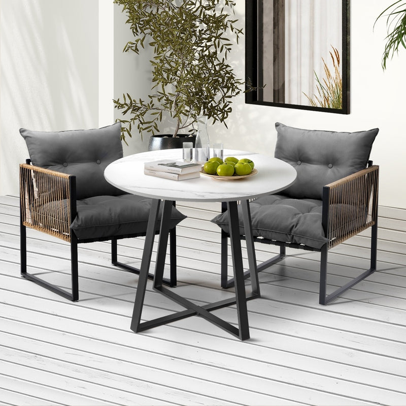 Livsip Outdoor Dining Set 2 Seater Sintered Stone Table