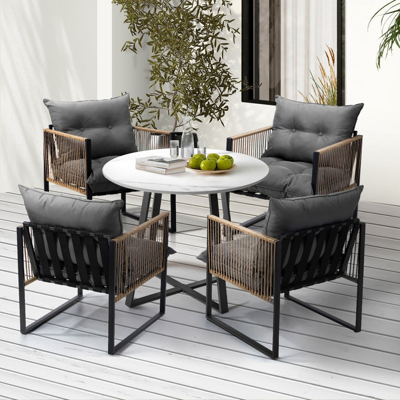Livsip Outdoor Dining Set 4 Seater Sintered Stone Table