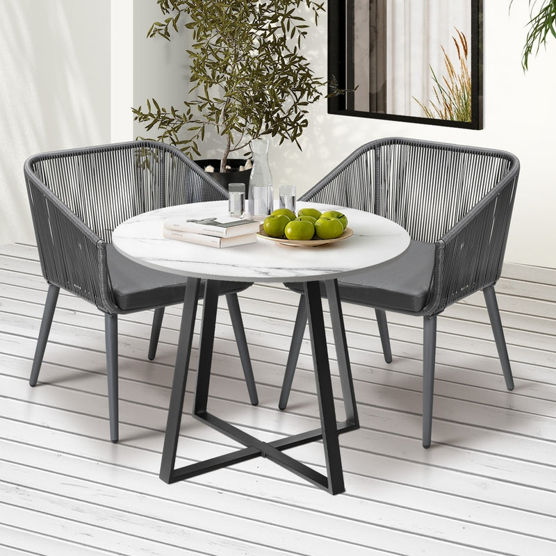 Livsip 3x Outdoor Dining Set Sintered Stone Table Bistro Set