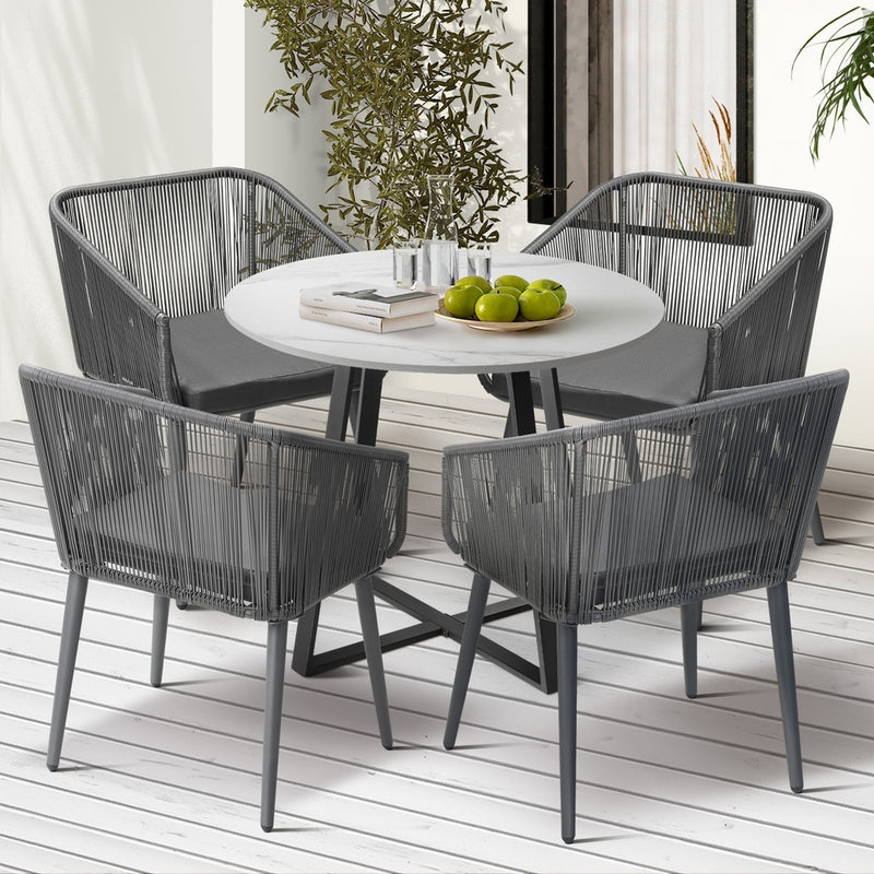 Livsip 5x Outdoor Dining Set Sintered Stone Table Bistro Set