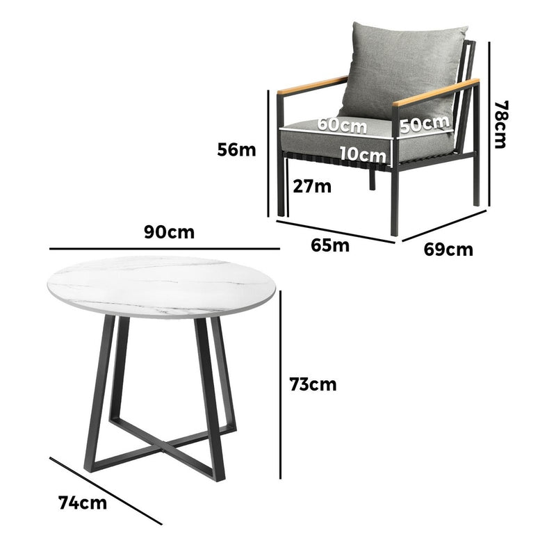 Livsip 3PCS Outdoor Dining Set Table&Sofa Chairs