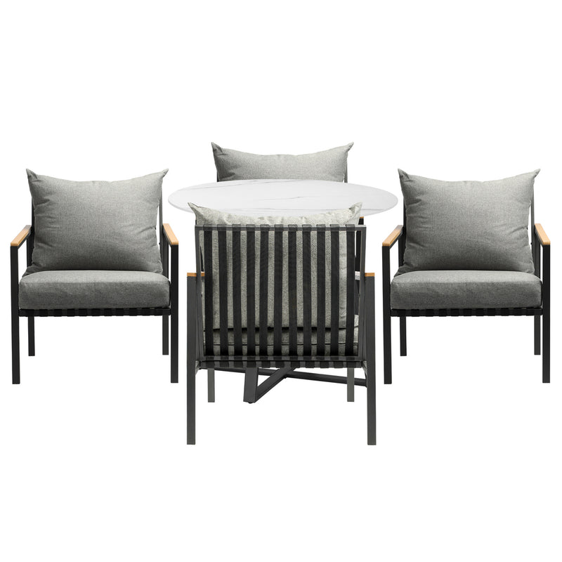 Livsip 5PCS Outdoor Dining Set Table&Sofa Chairs