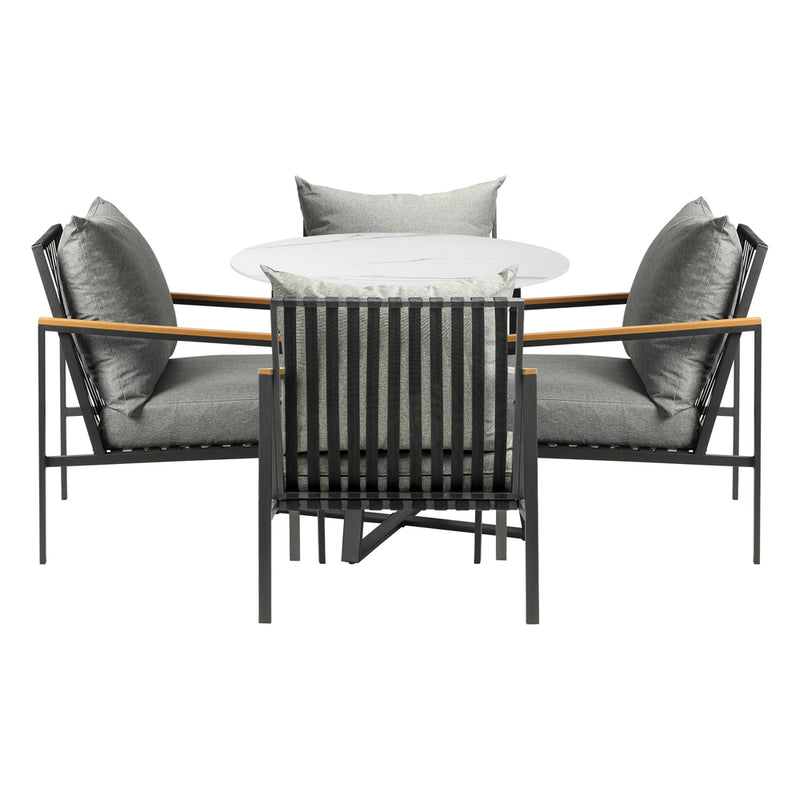 Livsip 5PCS Outdoor Dining Set Table&Sofa Chairs