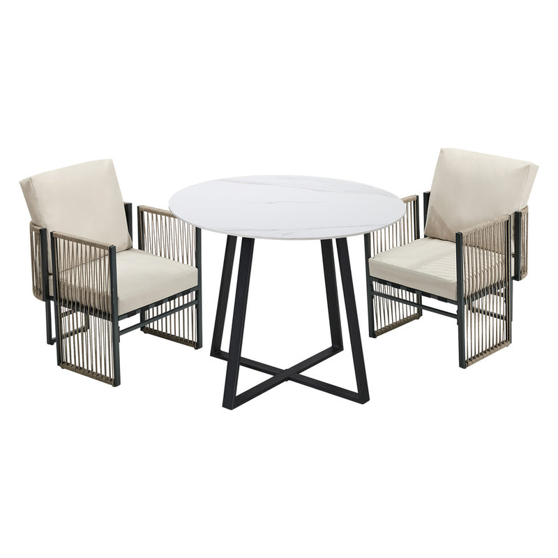 Livsip 3 Pieces Outdoor Dining Set Chair and Table