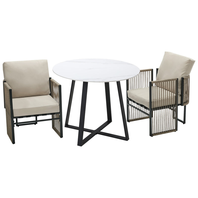 Livsip 3 Pieces Outdoor Dining Set Chair and Table