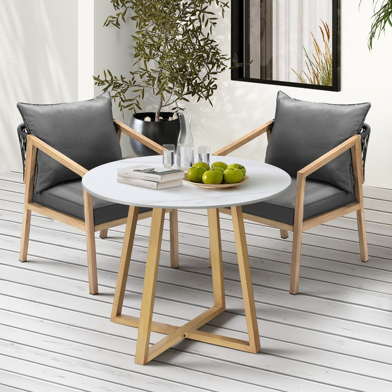 Livsip 3PCS Outdoor Dining Set 90cm Table&Lounge Chairs