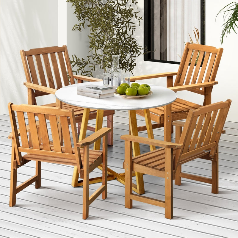 Livsip Outdoor Patio Set Solid Wood Chair&Table 5PC