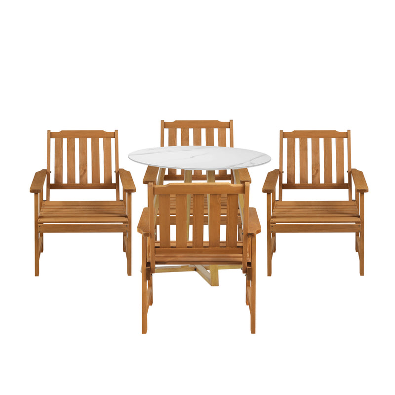 Livsip Outdoor Patio Set Solid Wood Chair&Table 5PC