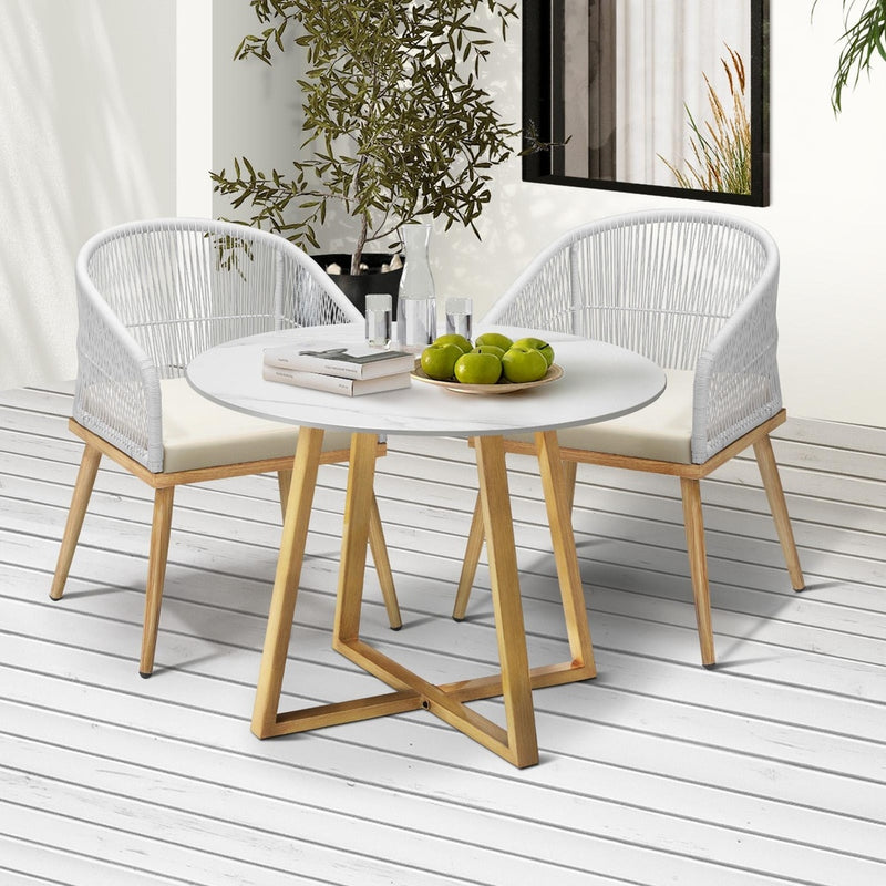 Livsip 3 Piece Outdoor Dining Set Table&Lounge Chairs