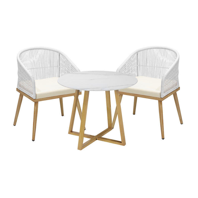 Livsip 3 Piece Outdoor Dining Set Table&Lounge Chairs