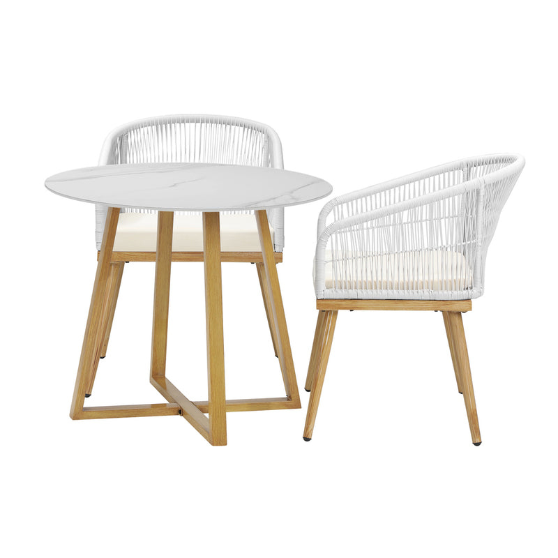 Livsip 3 Piece Outdoor Dining Set Table&Lounge Chairs