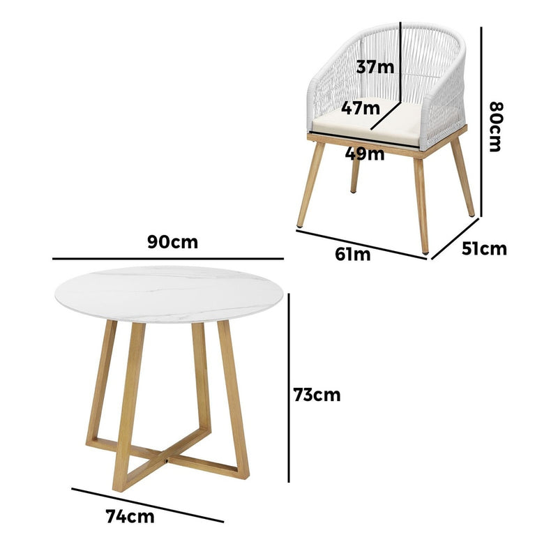 Livsip 3 Piece Outdoor Dining Set Table&Lounge Chairs
