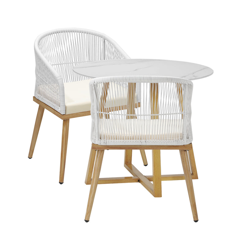 Livsip 3 Piece Outdoor Dining Set Table&Lounge Chairs