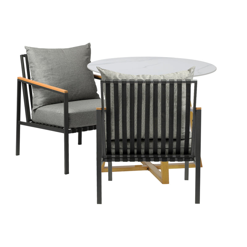 Livsip 3PCS Outdoor Dining Set Sintered Stone Table&Sofa Chairs