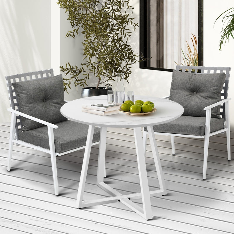 Livsip Outdoor Dining Set 3PCS Round Table Rattan Chair
