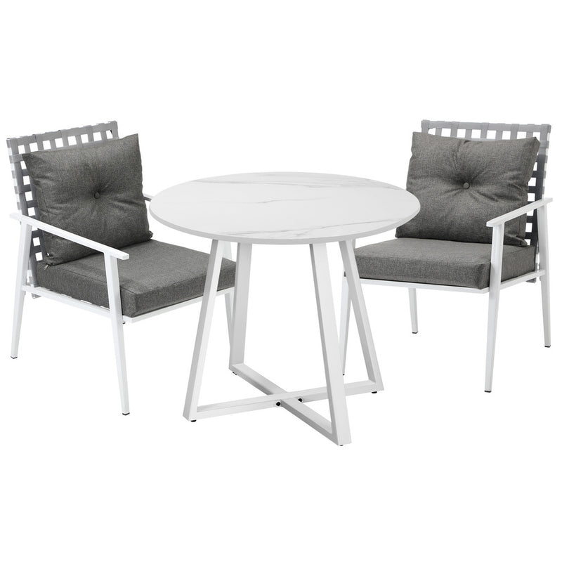 Livsip Outdoor Dining Set 3PCS Round Table Rattan Chair