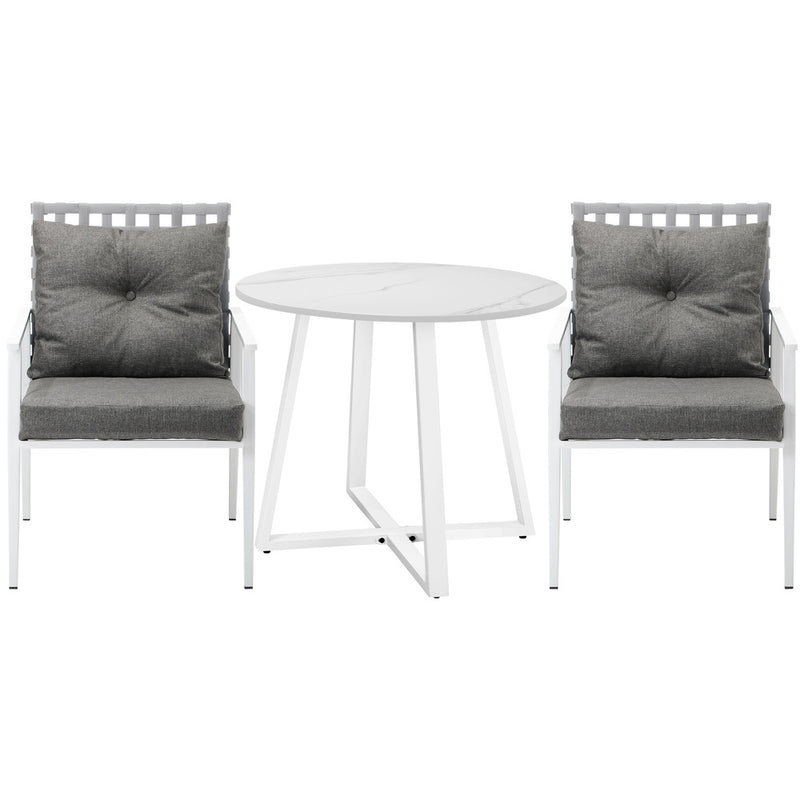 Livsip Outdoor Dining Set 3PCS Round Table Rattan Chair