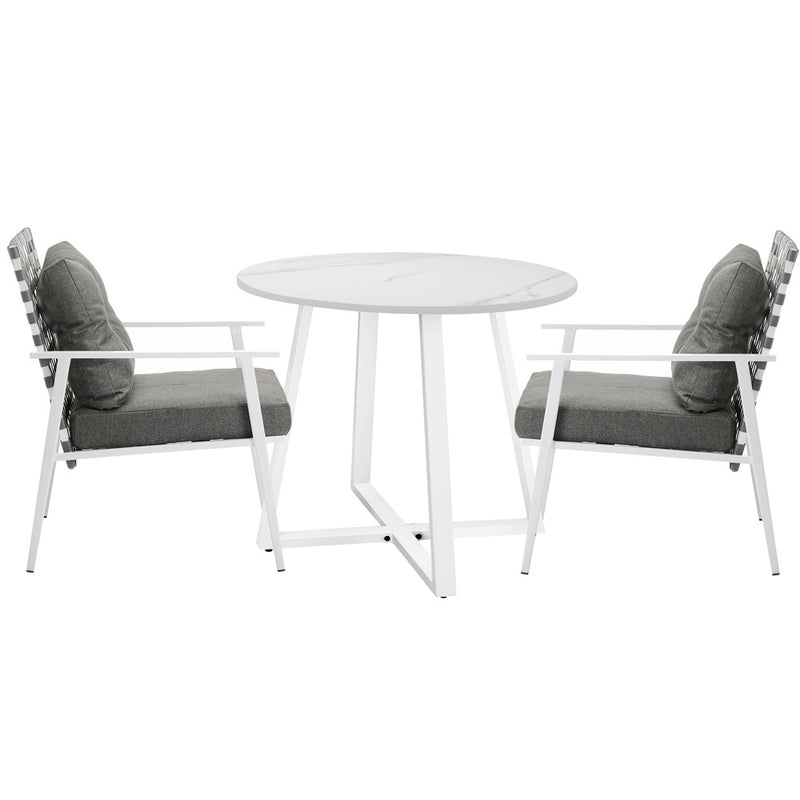 Livsip Outdoor Dining Set 3PCS Round Table Rattan Chair