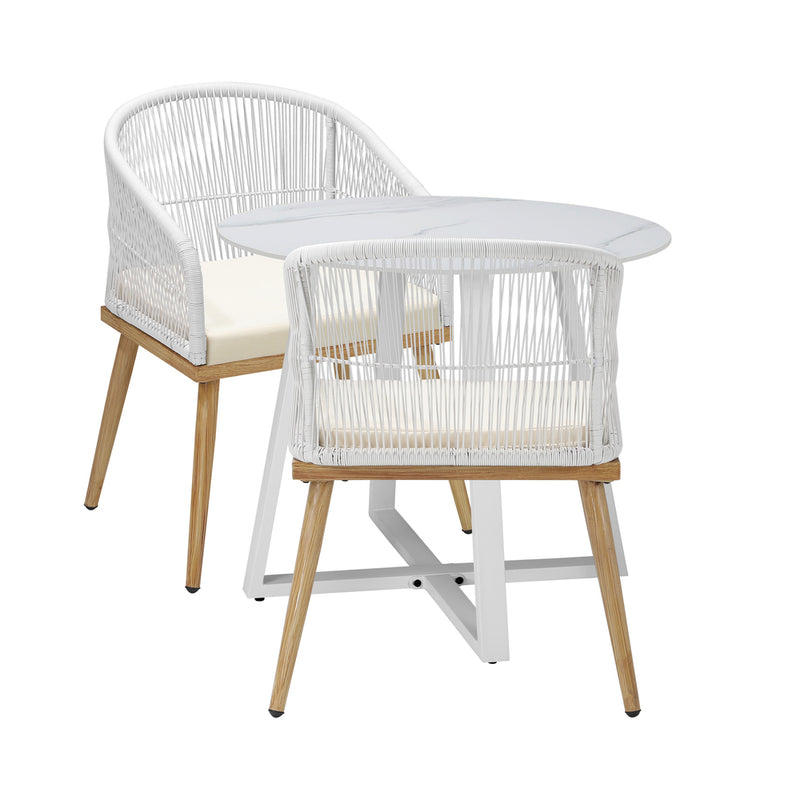 Livsip 3PCS Outdoor Dining Set Table&Chairs Bistro Set