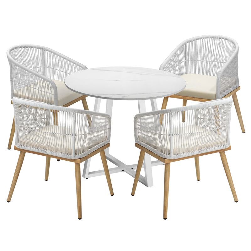 Livsip 5PCS Outdoor Dining Set Table&Chairs Bistro Set
